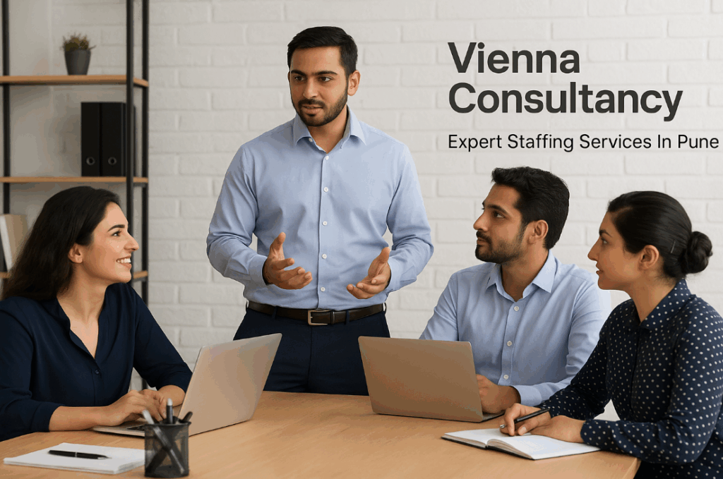 Team meeting at Vienna Consultancy for expert staffing services in Pune