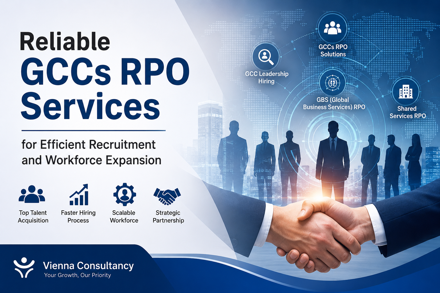 Accelerate hiring with Vienna Consultancy's GCCs RPO Services. Expert GCC Leadership Hiring, GBS RPO, and Shared Services RPO for business growth.